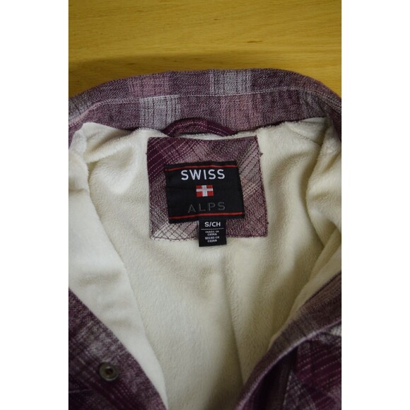 Swiss Alps Thick Lined Chore Coat Shacket Womens Sz Sm Fig Purple Plaid Cottage - Picture 3 of 8
